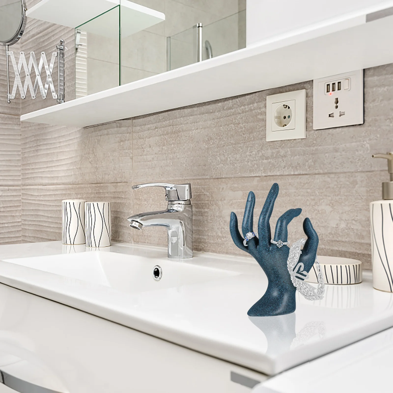 

1Pcs Resin Hand Jewelry Display Holder Organizer Ring Bracelet Watch Showing Stand Ring Showing Stand Adornment Display Holder