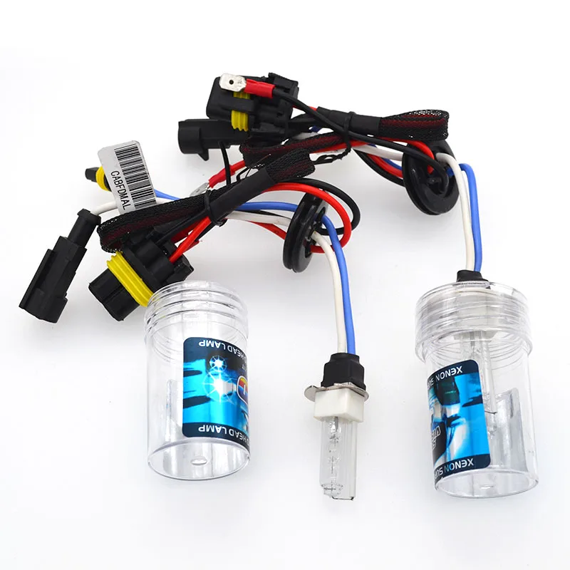 1 زوج SUKIOTO 35 واط H3C HID لمبة زينون 12 فولت H3C سيارة العلوي مصباح مع قاعدة معدنية زجاجية قصيرة السيراميك 4300 كيلو 6000 كيلو HID كشافات #2