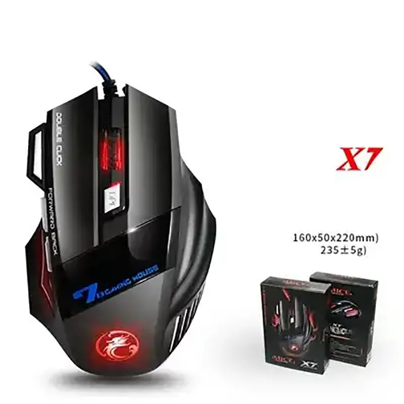 X7 Wired Mechanical Gaming Mouse with Four DPI Function Cool Rgb 7D Internet Cafe Mouse Combo Set PC Keyboard for Gamer