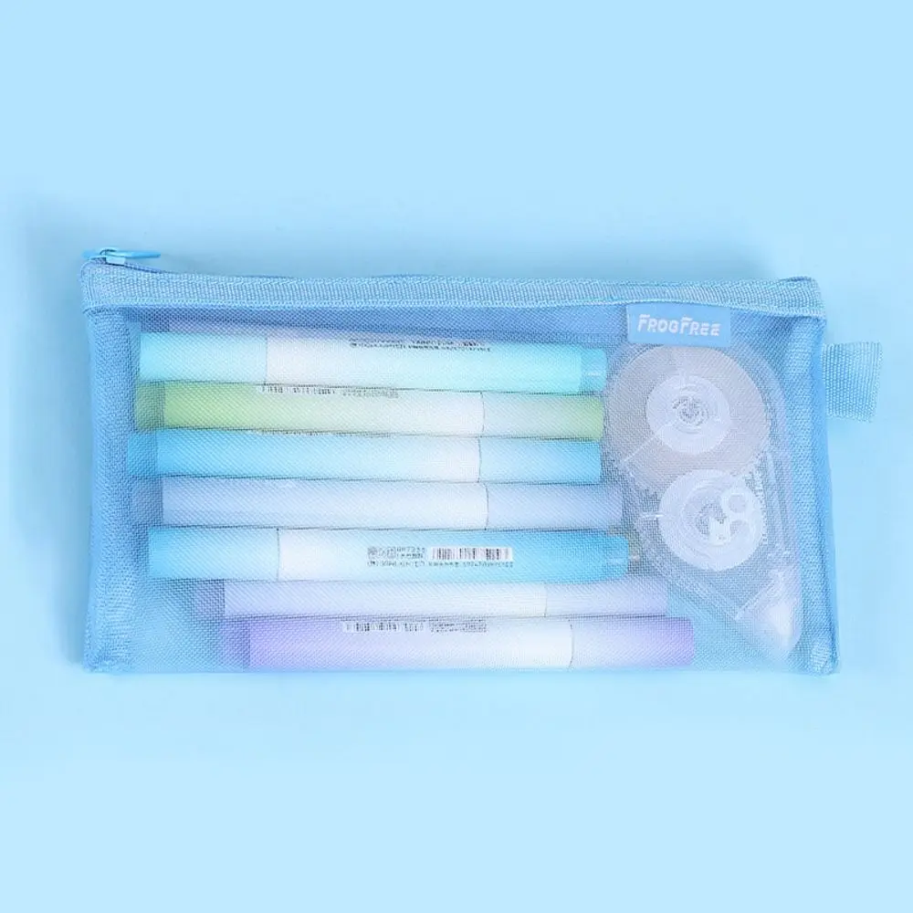 Ins Net Pen Bag High Appearance Level Korean Version Pencil Bag Large Capacity Multifunction Stationery Storage Bag Student