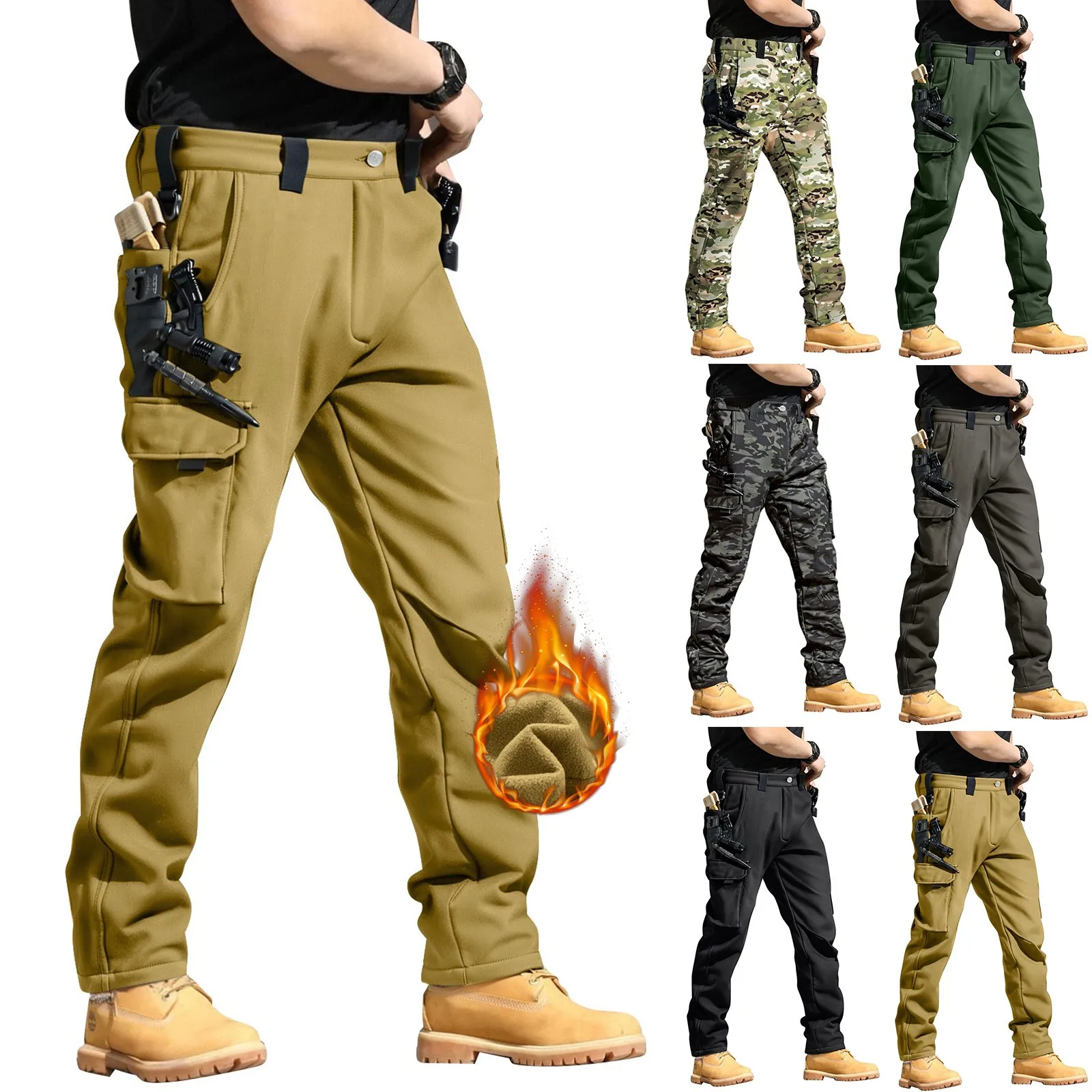 

Multi-Pocket Waterproof Pant New Autumn Tactical Men Pants Men Warm Casual Pants Autumn New Straight Sweatpants