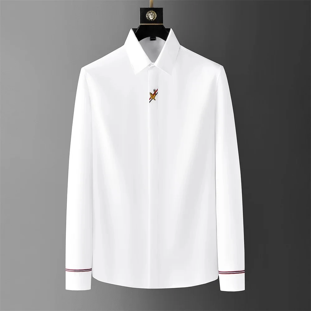 Luxurious Simple Printed Shirt Men's Long-sleeved Slim Casual Shirt High Quality Fashion Advanced Korean Men's Clothing