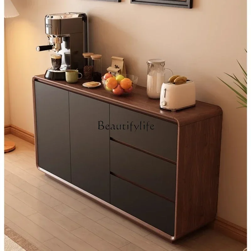 

3Modern simple floor-to-ceiling Nordic tea cabinet, living room integrated entrance storage cabinet against the wall