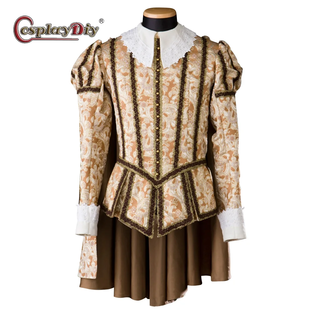 Cosplaydiy Medieval Tudor Elizabethan Costume Kings Cosplay Renaissance Knight Warrior Men Costume Hussar Officers Suit