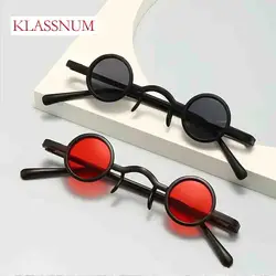 Lunettes de soleil rondes vintage pour hommes et femmes, lunettes de conduite, monture en métal, verres noirs, petit pont large, rock, punk, classique
