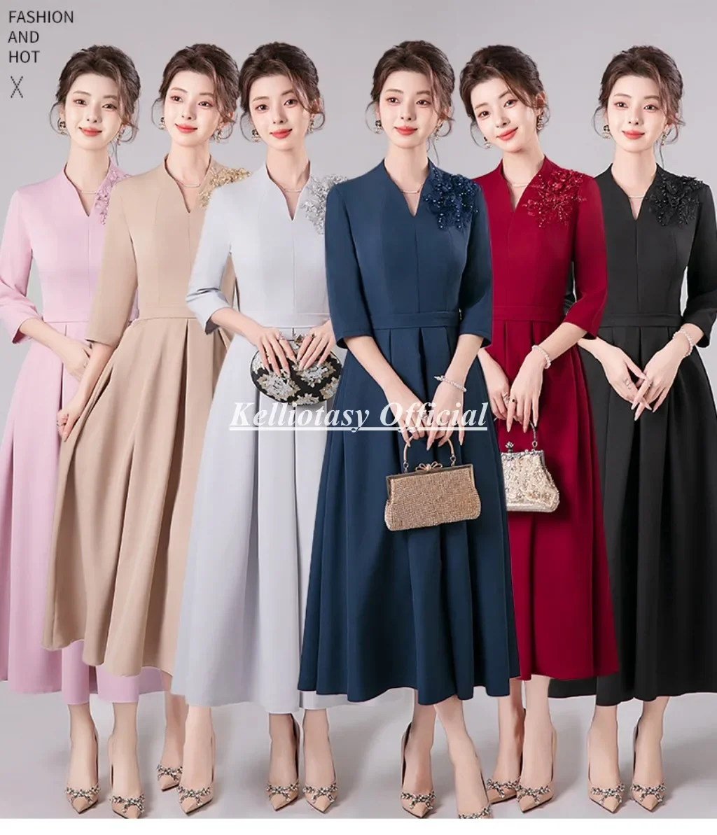 

Летние платья для матери невесты по индивидуальному заказу, женское скромное свадебное платье больших размеров с рукавами