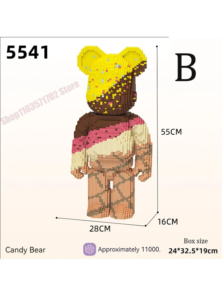 

Creative Patchwork Bear Bearbrick Connection Building Blocks 3D Cartoon Colour Assembled Diamond Model Bricks Kids Toys