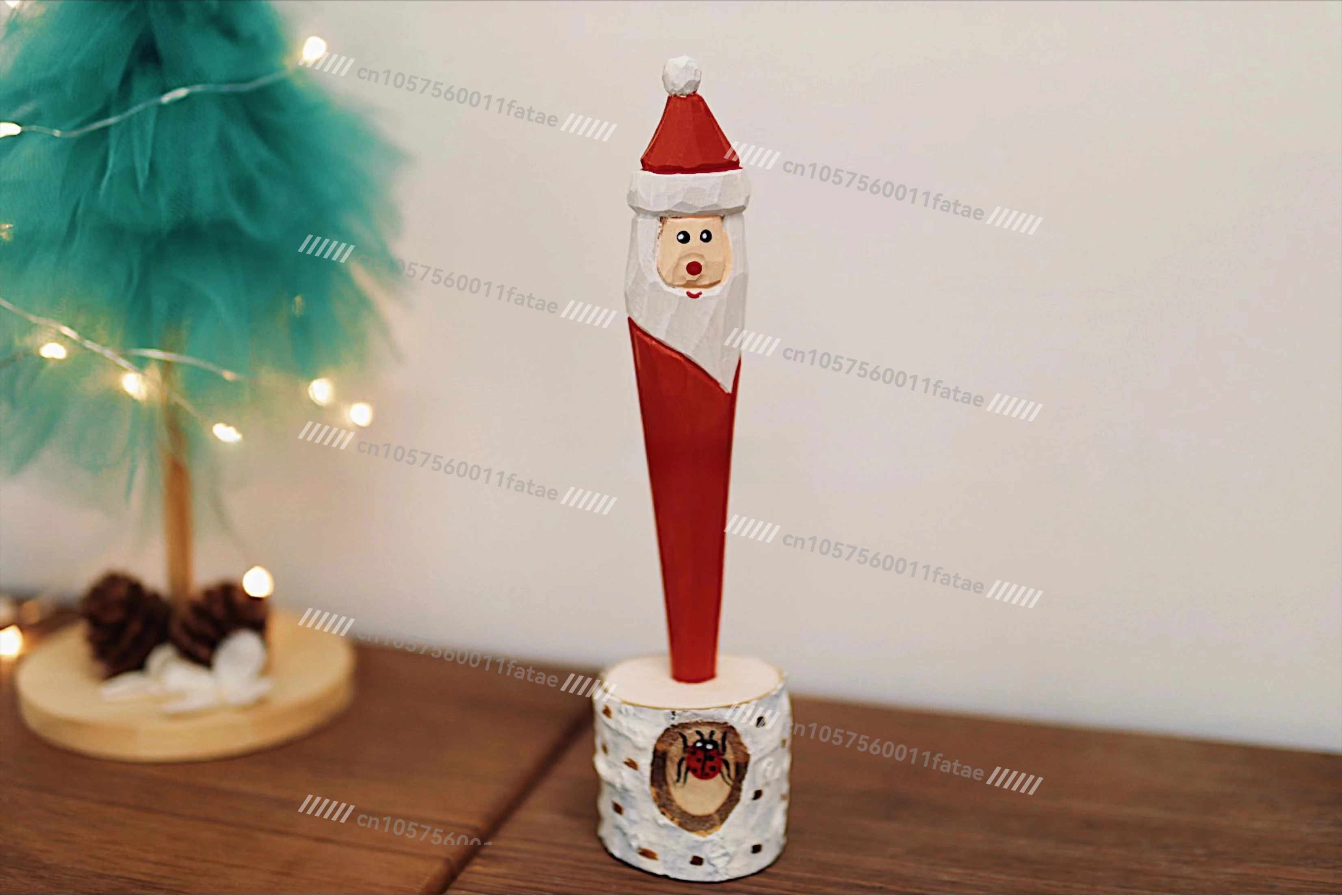 Cute Snowman Santa Solid Wood Carving Neutral Pen Pen Stationery Ornament Christmas Gift