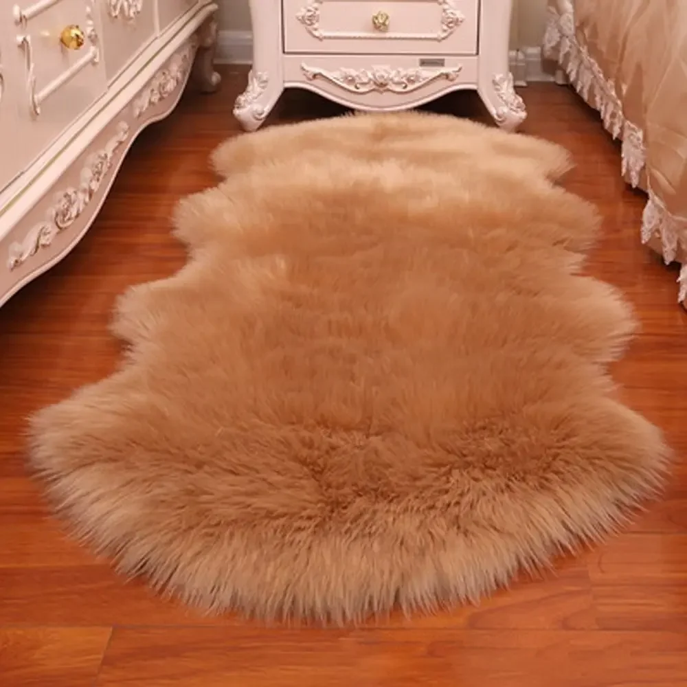 Künstliche Schaffell lange Haare Teppichboden Wolle flauschige weiche Matte weiche Faux flauschige zottelige Teppiche Wohnkultur – Detail 3