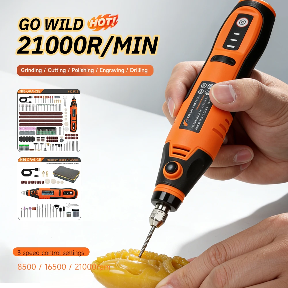 Cordless Rotary Tool USB Mini Electric Grinder Pen Portable Power Tool for Engraving, Polishing, Drilling & DIY Crafts