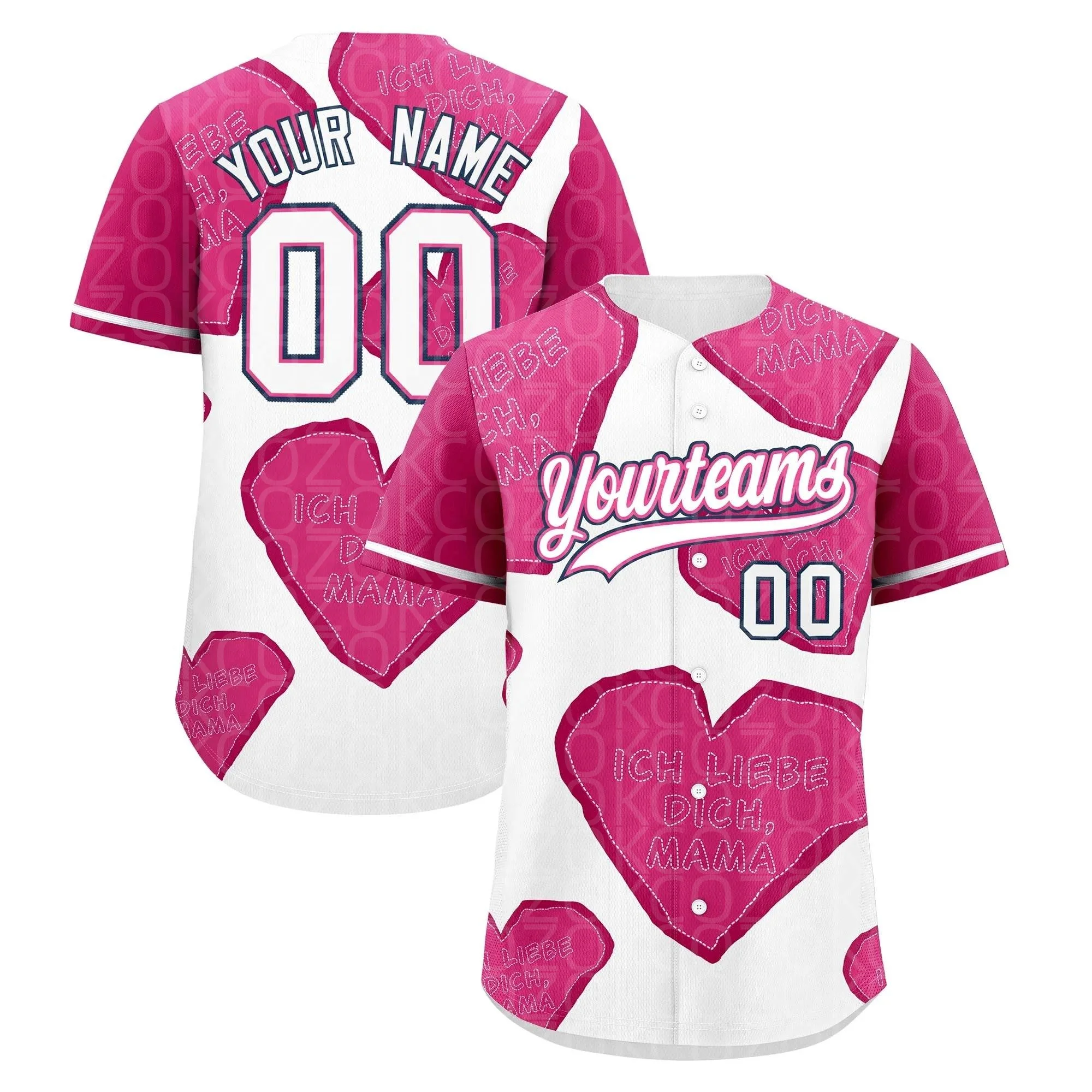 Pink Heart Baseball Jersey Men Women Short Sleeve Shirt 3D Printed Shirt Team Shirts Hip Hop Unisex Tops