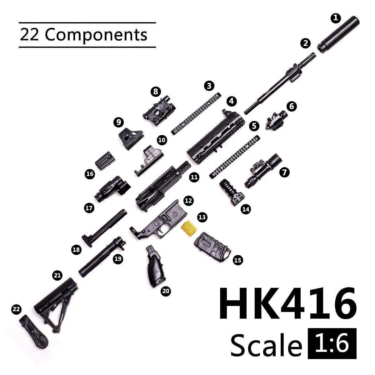 1/6 Scale HK416 Automatic Rifle PKP Machine Gun Soldier SWAT Army Military Weapons Action Figure Assemble Model Puzzle Toy