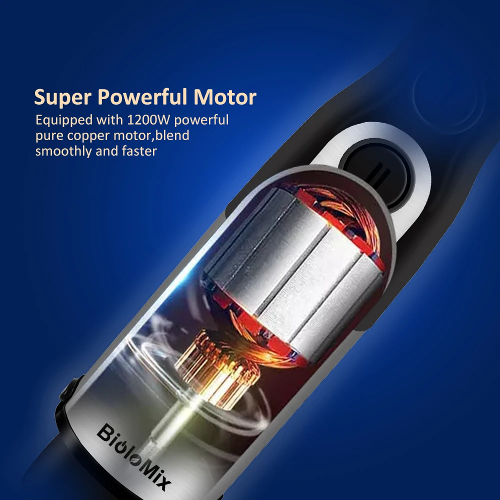 Biolomix 4 In 1 Hand Blender 1200W Onderdompeling Mixer Keukenmachine 6 Speed Control