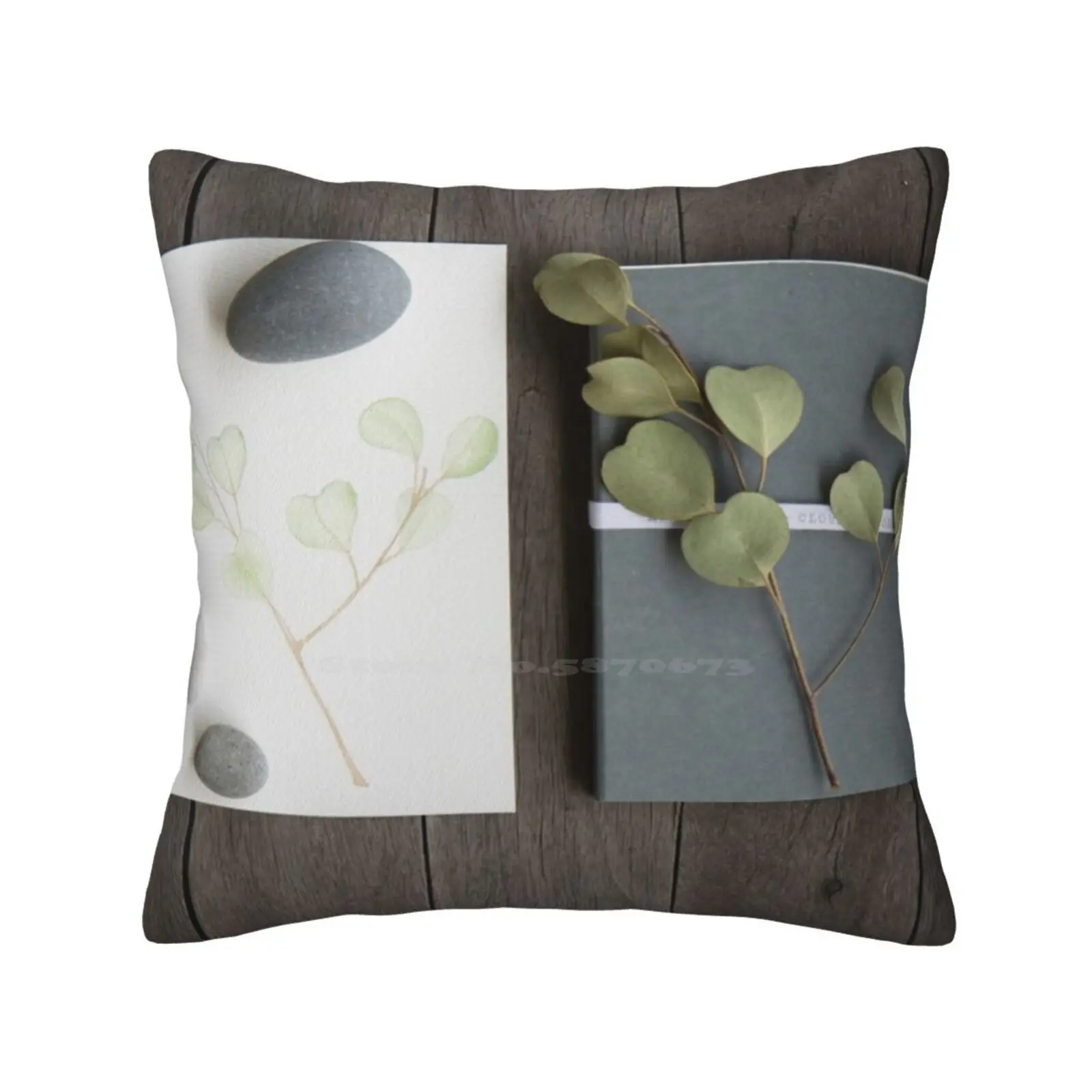 Little Bits And Pieces Fashion Sofa Throw Pillow Cover Pillowcase Arrangement Book Leaves Stones Twig