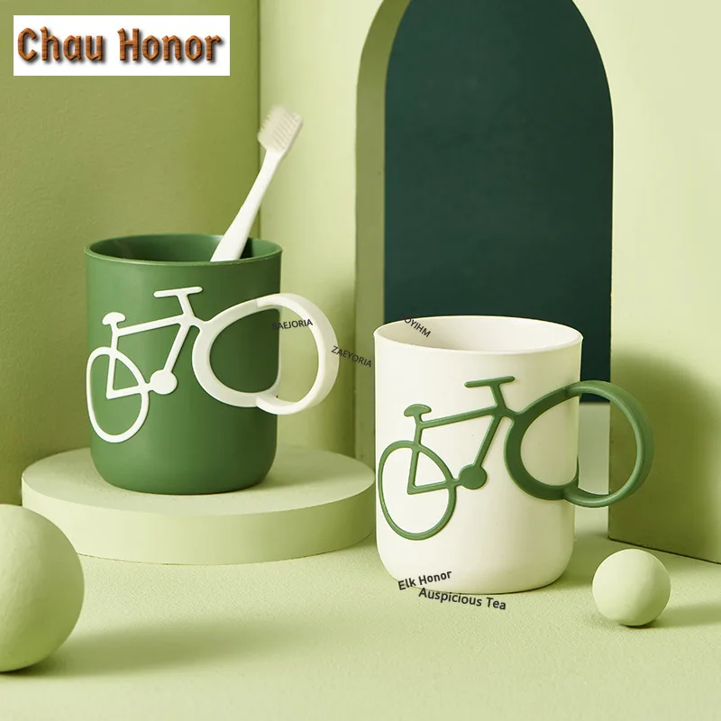 ZAEYORIA Bicycle Handle Couple Toothbrush Cup PP Mug For Juice Water Milk Student Dormitory Cups 400Ml Christmas Gifts