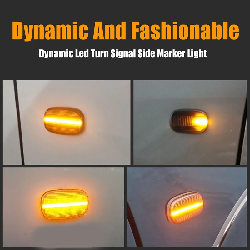 2pcs Smoked Lens Amber Car Light Led Dynamic Side Marker Turn Signal Lights for Toyota Hilux Corolla Camry Prius