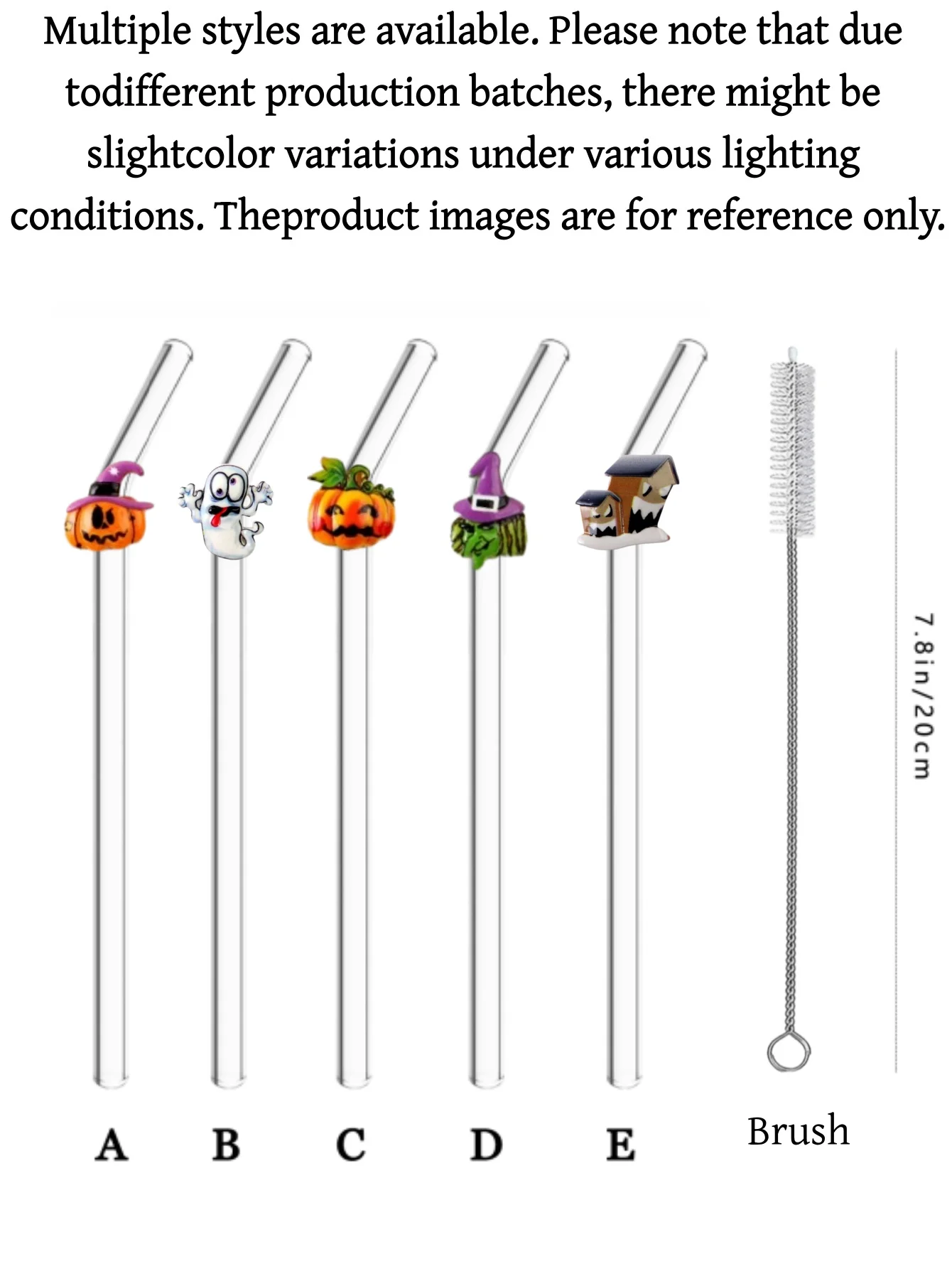 3/5PCS Glass Straw with Halloween Pumpkin Ghost Decor, Spooky Table Ornament for Hot Cold Drinks & Party Decor view 6