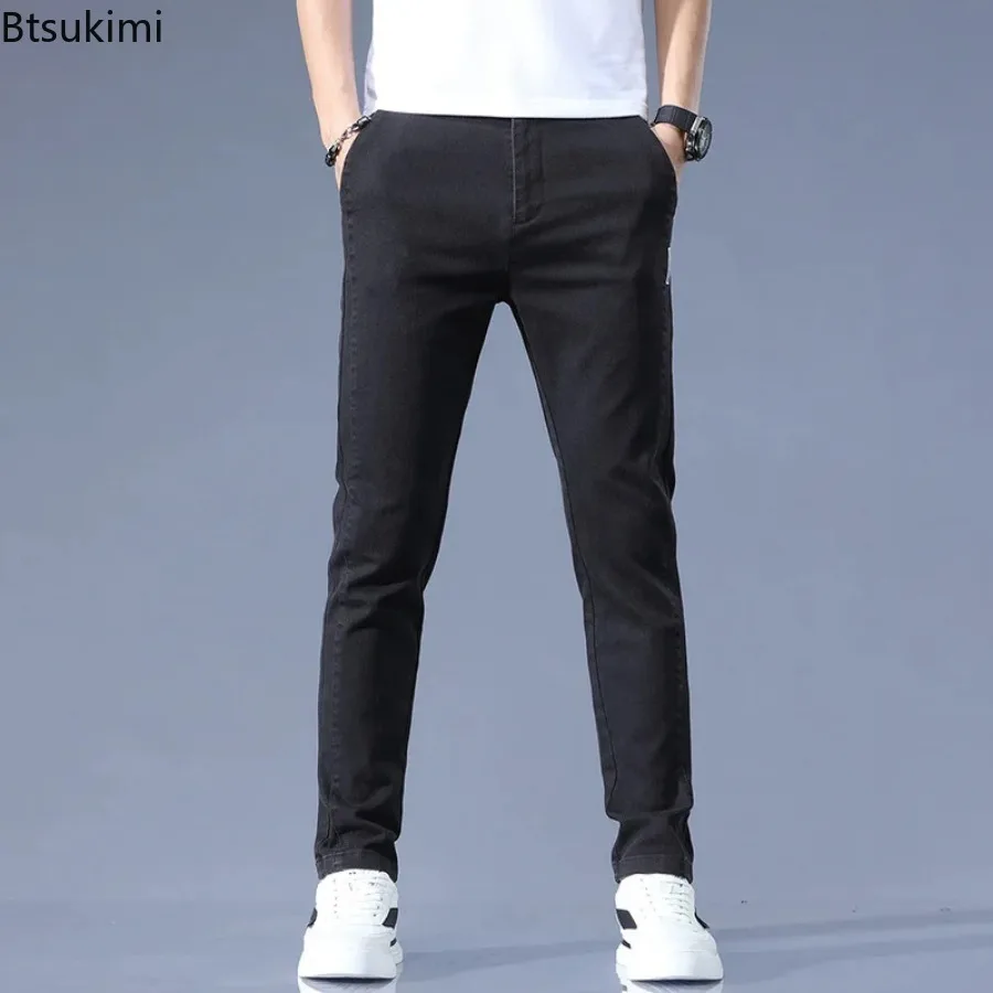 2024 Men's Casual Long Pants Solid Pockets Design Korean Trousers for Men Business Office All-match Elastic Waist Trousers Male