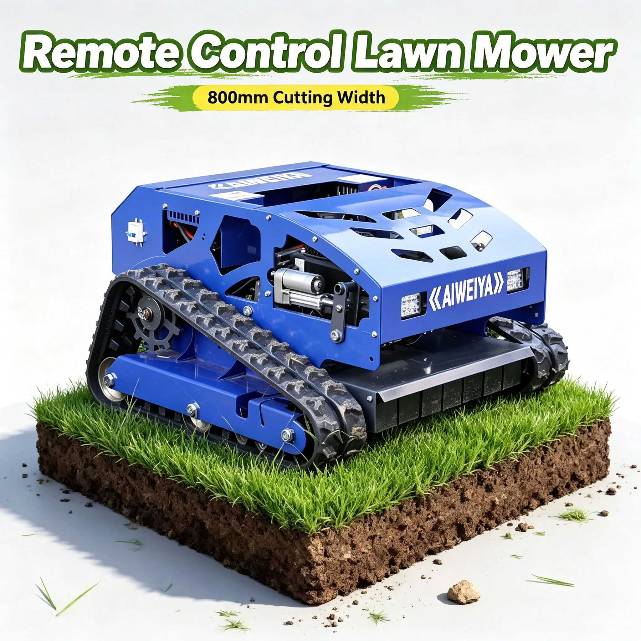 Customized high torque 4-stroke crawler unit, 800spro rc lawn mower robot uses GPS cruise together with detachable snow shovel