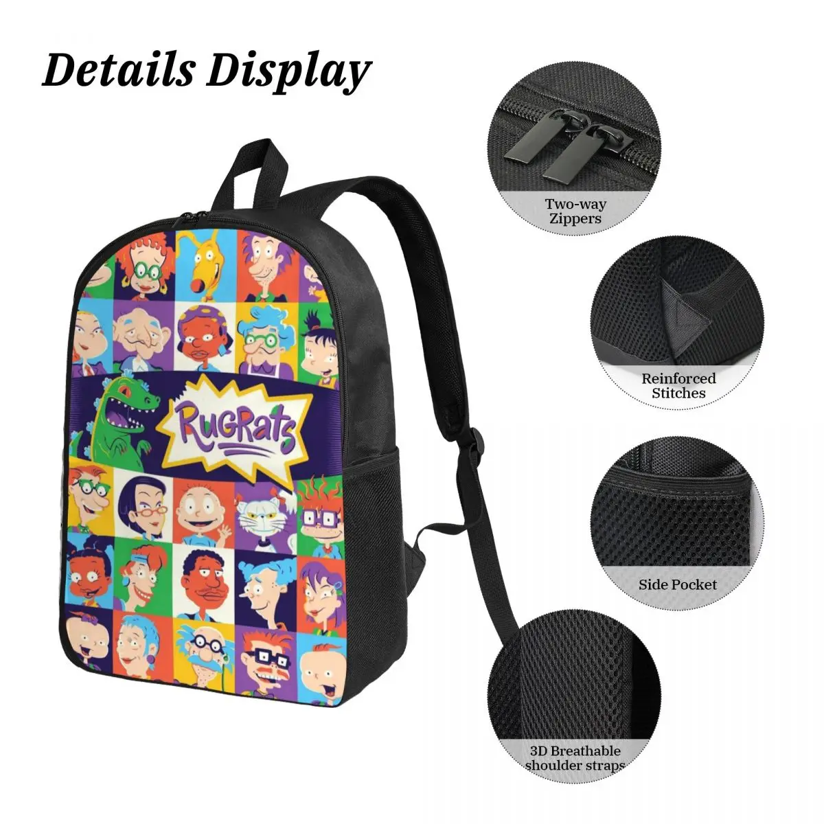 3 قطعة مجموعة حقائب الظهر Rugrates Chuckie Finster للفتيات والأولاد أكياس القلم مجموعات حقائب الكتب مع صندوق الغداء لطلاب المدارس حقيبة الظهر