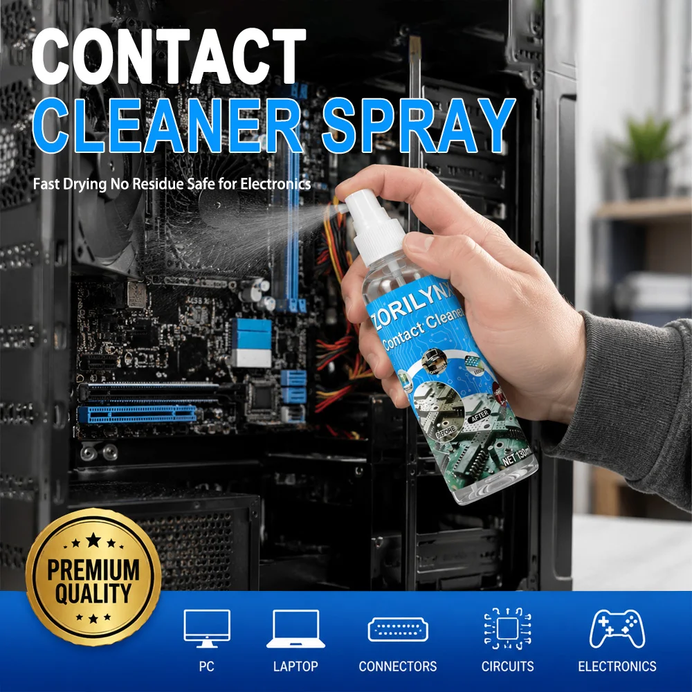 130ml Electronic Contact Cleaner Spray Fast Drying No Residue Circuit Board Cleaner Fluid for PC Laptop Precision Cleaning