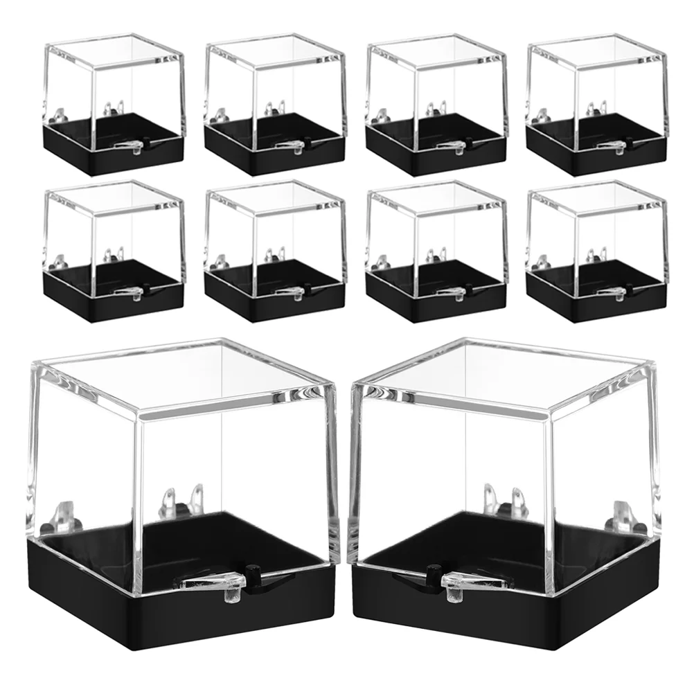10 PCS Square e Specimen Box Crystal Display Case Portable Rock Collection Storage Sturdy Plastic Medical Educational Tool