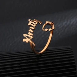 Custom Stethoscope Ring Rose Gold Name Adjustable Stainless Steel Rings for Women Personalized Luxury Nurse Doctor Gift Jewelry