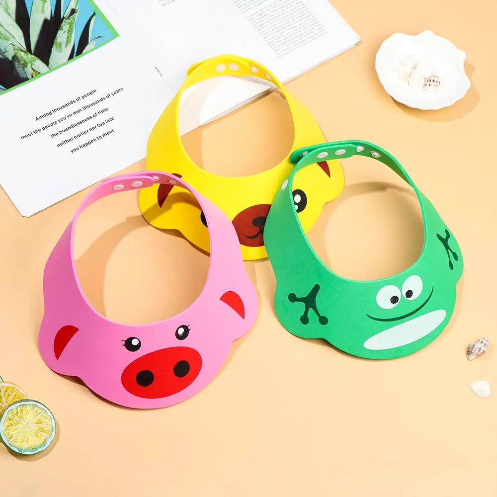 Gorro de ducha ajustable para bebé, gorro de champú de dibujos animados para niños pequeños, protección para el cabello, suministros de baño