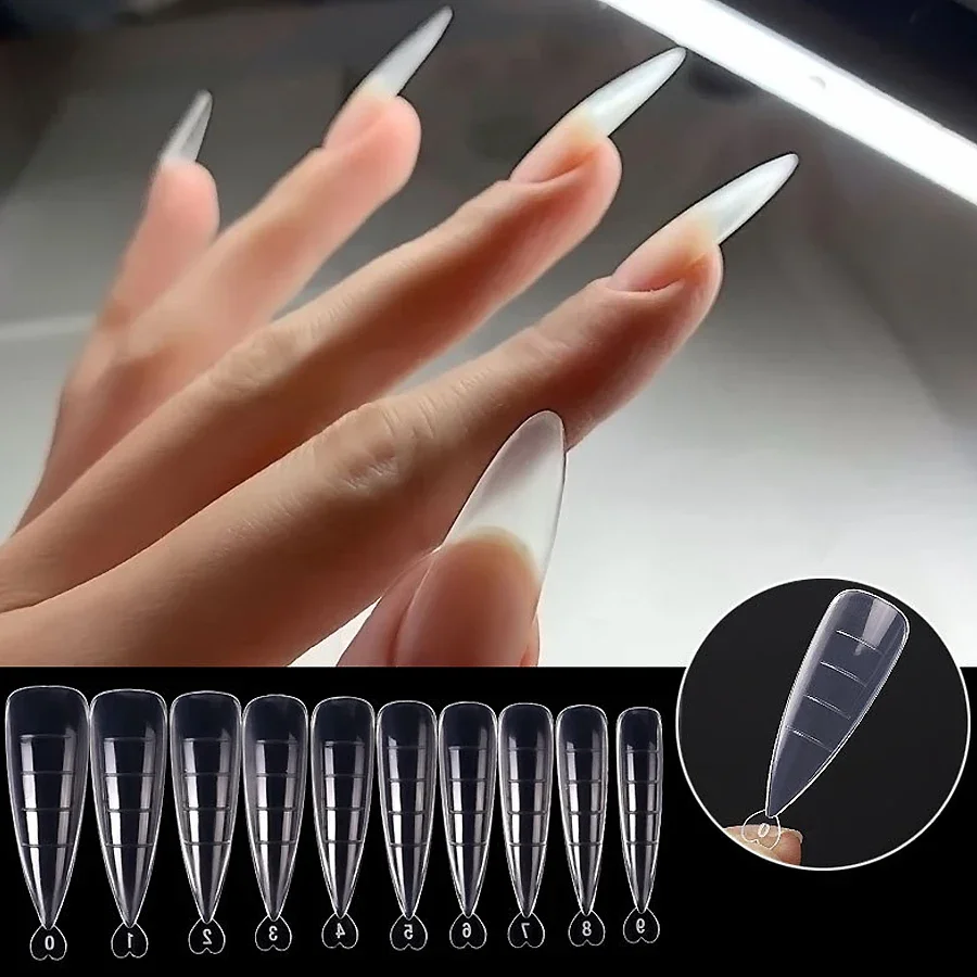100 Stück transparente Nagelverlängerungsformen, Dual-Formen, vollständige Abdeckung, schnelles Aufbau, Nagelspitzen, Maniküre-Werkzeuge für den professionellen Einsatz