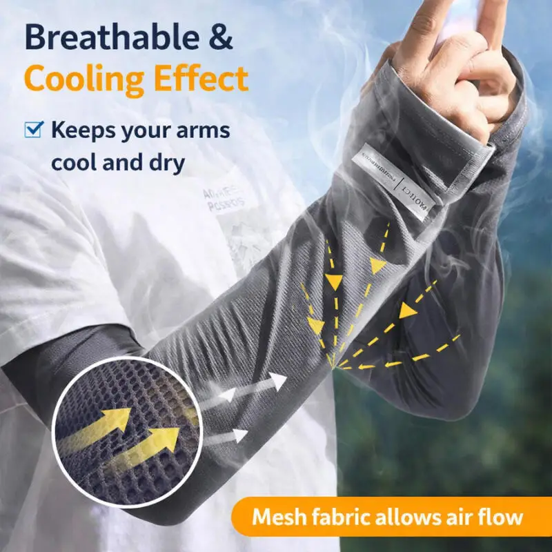 Cooling Arm Sleeves Breathable Quick Dry Ice Silk Sleeves for Men Women Cycling Running Summer Sports