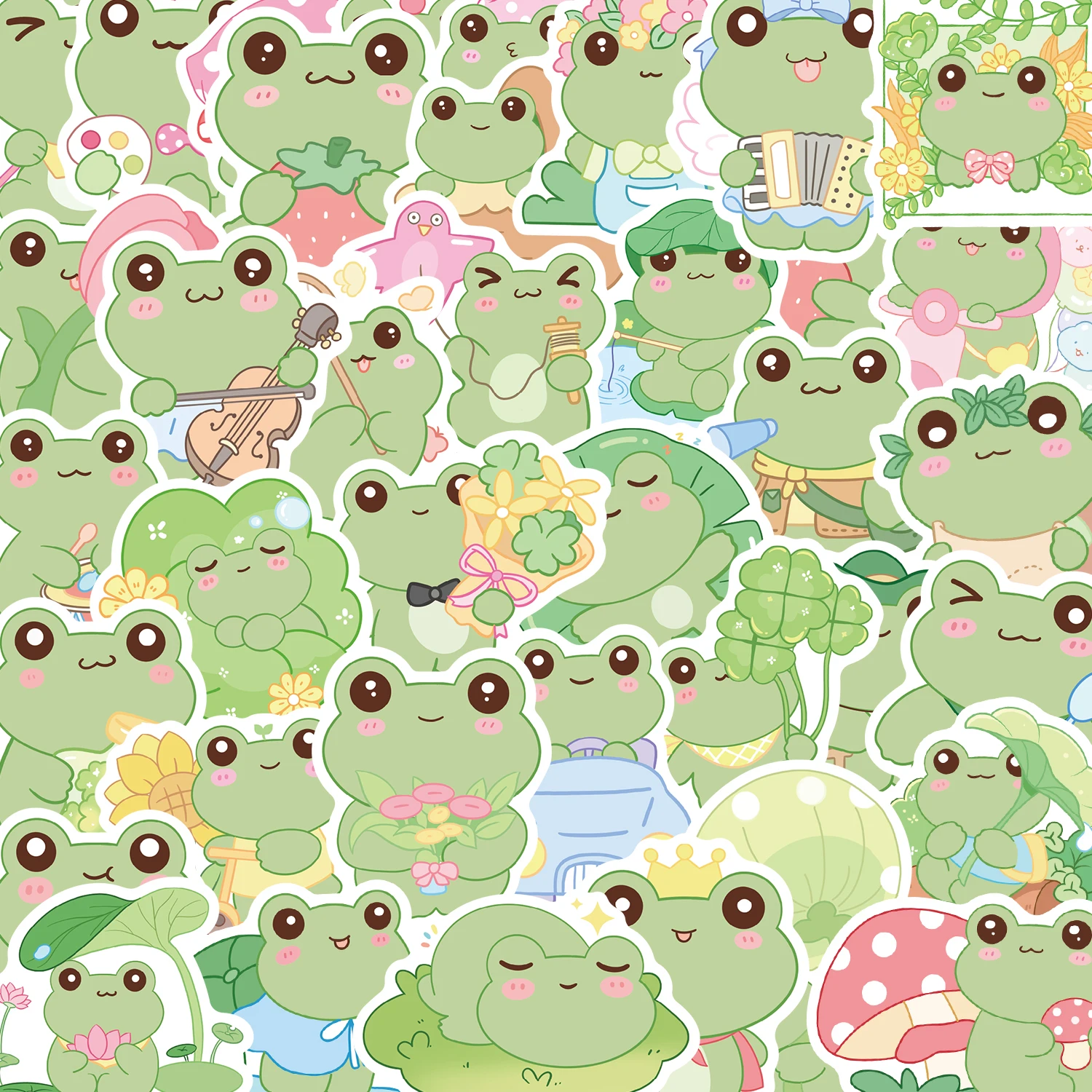 

50pcs Cute Little Frog PVC Sticker Aesthetic Stationery School Supplies DIY Decoration Korean Scrapbooking Sticker