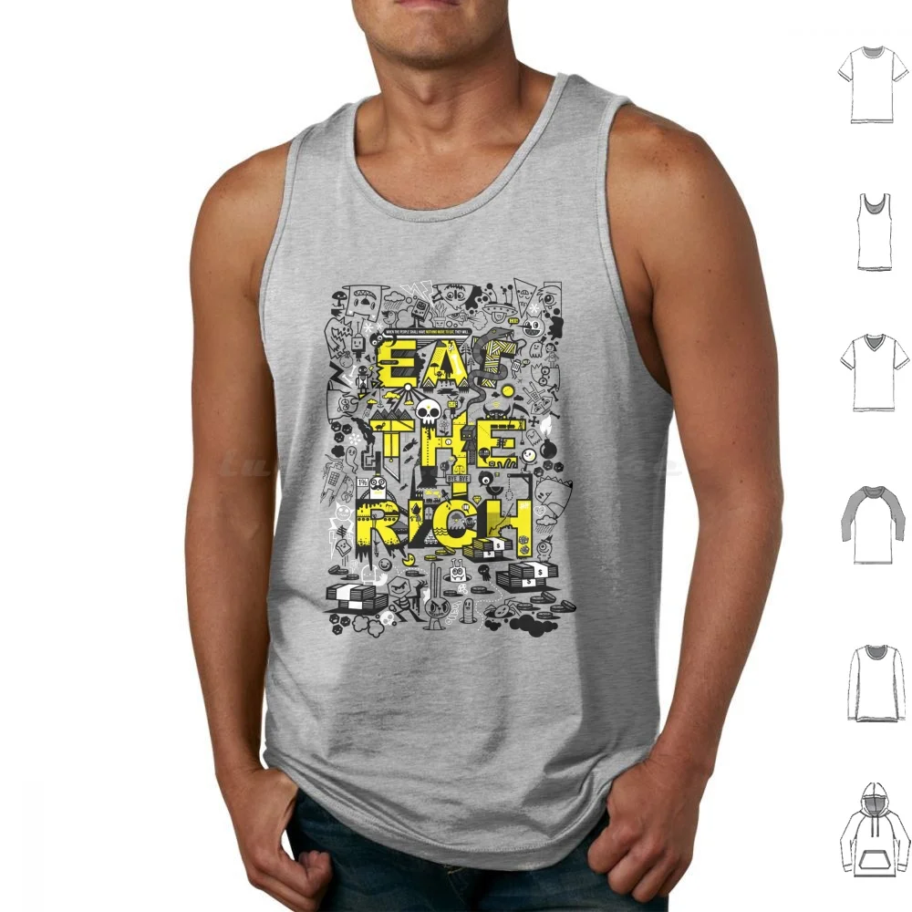 Eat The Rich Ii Tank Tops Vest Sleeveless Eat The Rich Typography Lettering Money Wealth Poor 1 One Percent Cash Eat The