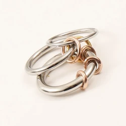 High End PVD Three Color Stitching Ring Stainless Steel Ring for Women Gold Plated Jewelry