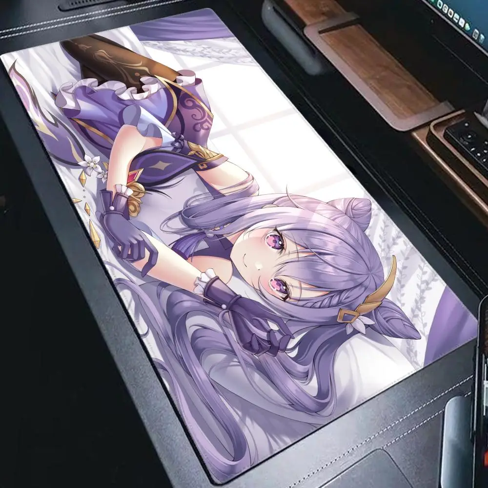 Genshin Impact Keqing Anime Girl Mousepad Computer Kawaii Anti Slip Table Mat Laptop Rubber   Office Mousepad 900x400 Large Carp