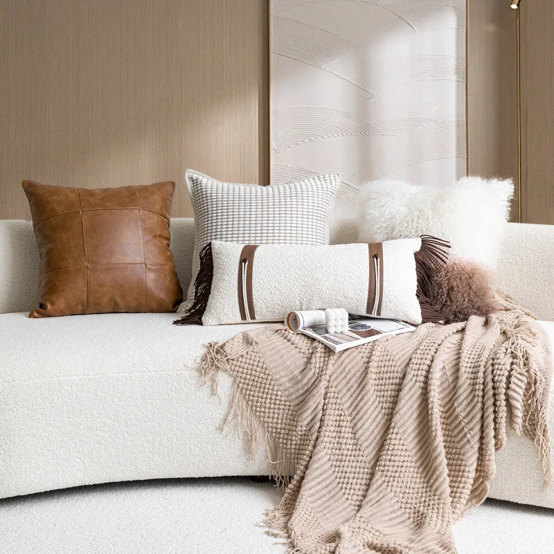 30X50/45X45/50X50CM Brown Coffee Throw Pillow Cover Woven Light Luxury Waist Cushion Cover Decor Home Decorative Pillowcase