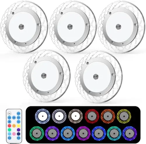 

BlueFire 600LM RV Ceiling Lights 5-Pack – Dimmable 3 Color Temperatures + 8 Side Colors for Camper Van, Truck, Boat