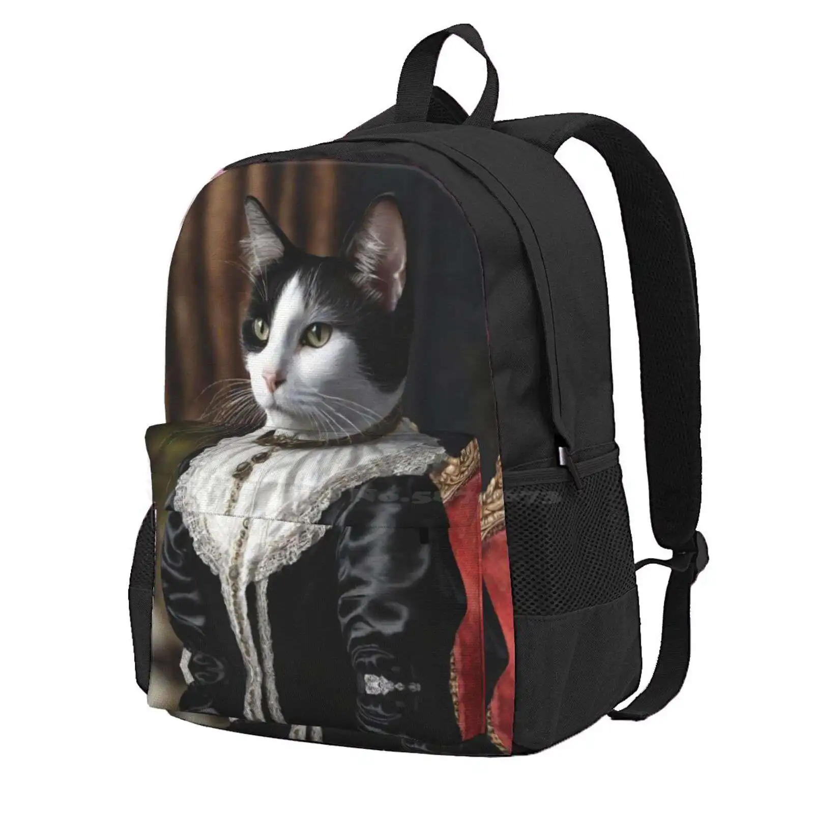 A Proper Gentlewoman Hot Sale Schoolbag Backpack Fashion Bags Cat Victorian Portrait Vintage Funny Meme Elegant Ai Generated Ai