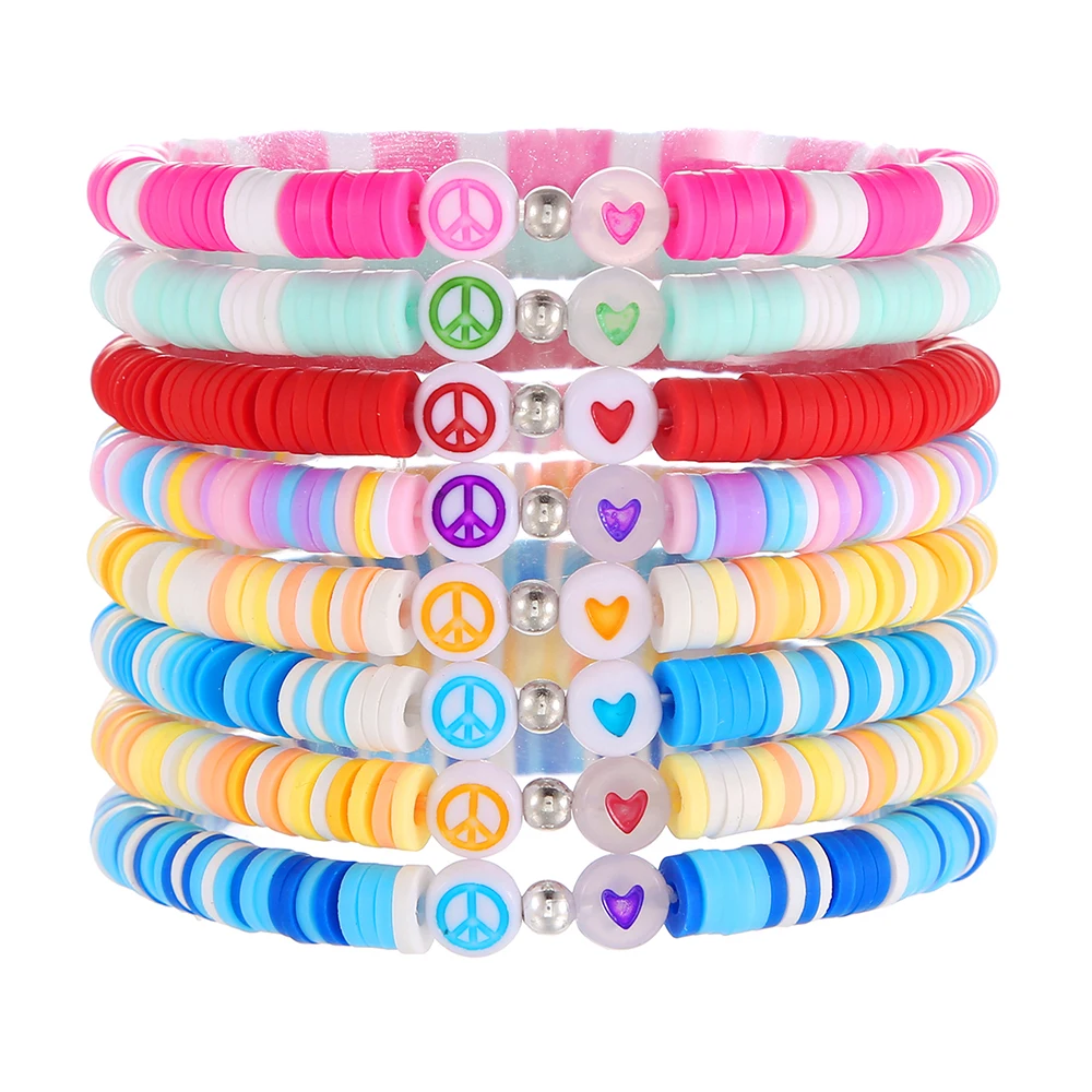 Simple Macaron Letter Bracelet Female Couple Bff Bracelet Colorful Bead Love Fluorescent Adjustable Woven Bracelet for Women