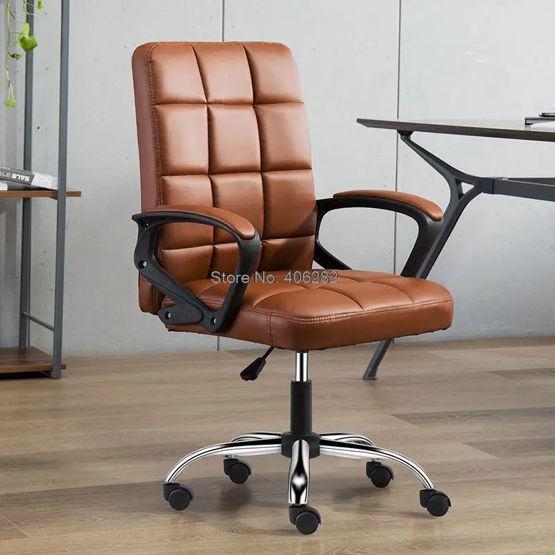 Muebles de oficina altura ajustable silla giratoria de ordenador Reposabrazos de cuero acolchado Conferencia ergonómica silla de oficina