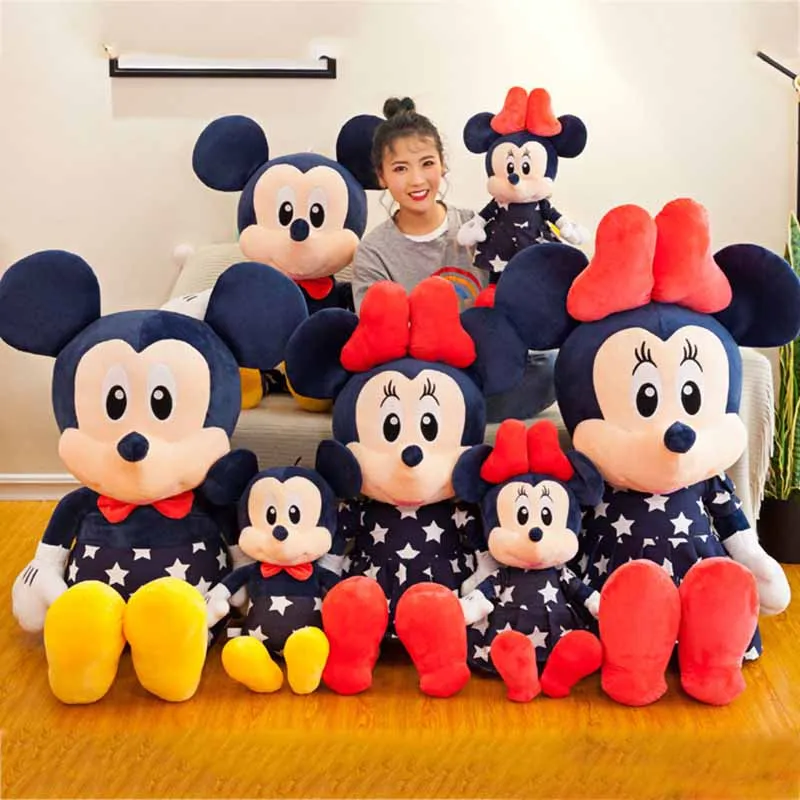 Disney-muñeco de peluche de Mickey y Minnie Mouse para niños, juguete de felpa suave, cojín de estrella, almohada para niñas, regalos de cumpleaños