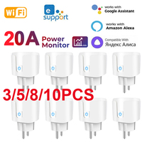 Smart Plug WiFi Socket EU 20A With Power Monitor Timing Function EWelink APP Control Works With Alexa Google Home Yandex Alice