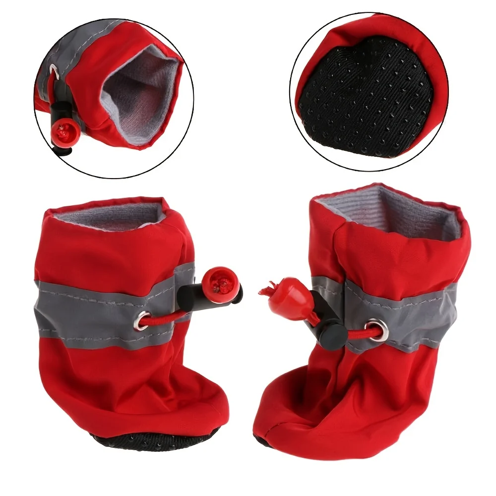 4 Stück wasserabweisende Hundeschuhe für kleine Hunde - Schützen Sie die Pfoten Ihres Haustiers und halten Sie sie trocken, Outdoor-Regenstiefel für Hunde – Detail 4