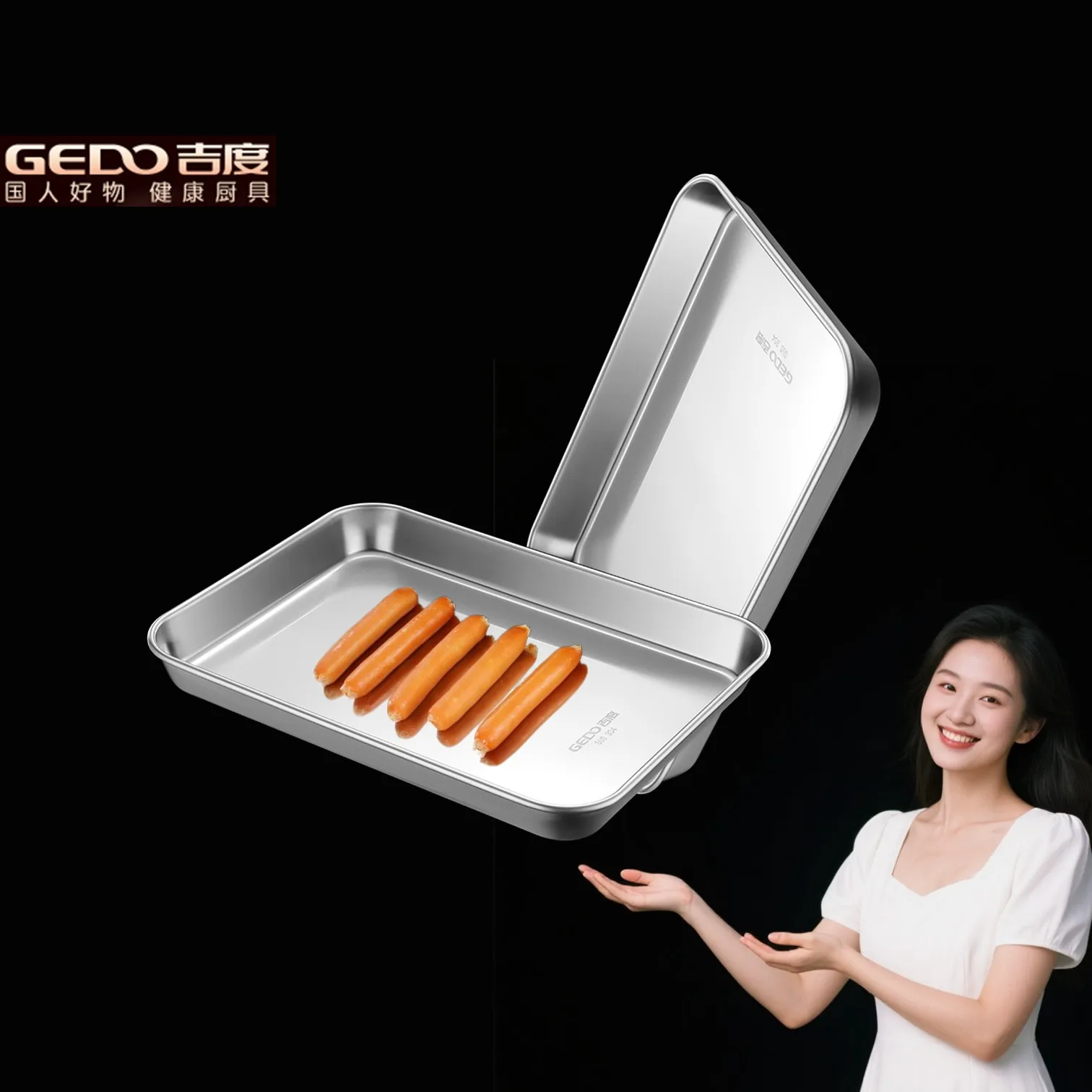 

GEDO 315mm x 215mm x 55mm Baking Tray Fall Resistant Barbecue Plate Kitchen Container Easily Clean Rectangle Basin for Picnic