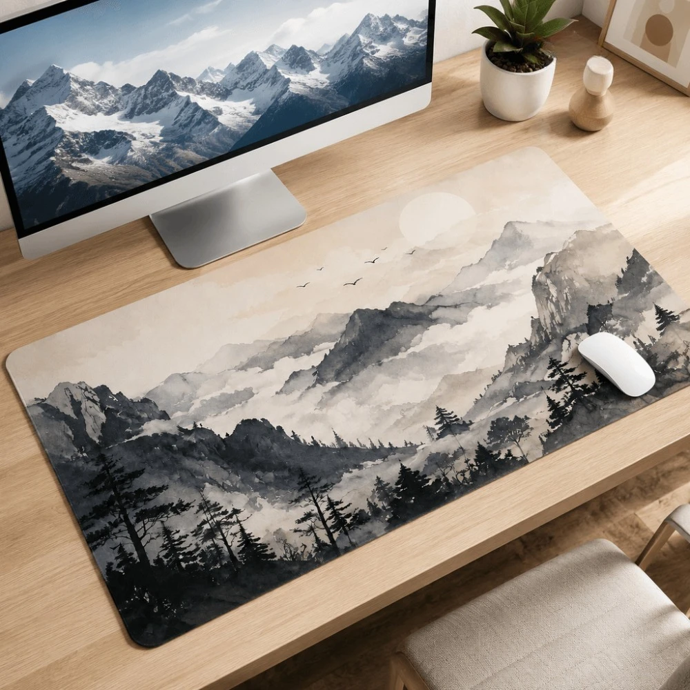 With original mountain landscape print in a simple style it is suitable for office workers home office desks alfombrillas gaming