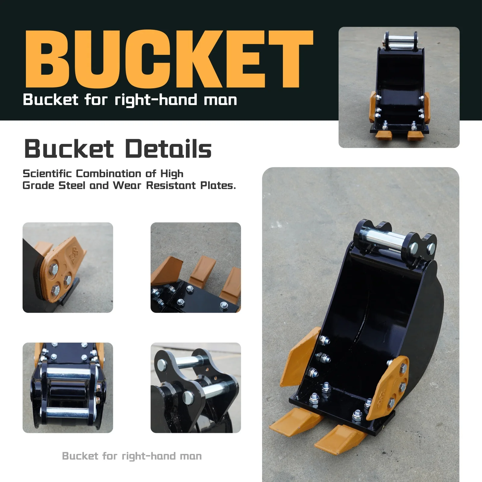 Minibagger, schmaler Schaufel, Schaufel, Bohrungsdurchmesser 0,98 Zoll, mittlerer Radstand 3,54 Zoll, mit 2 Metallzähnen, geeignet für 1-1,5