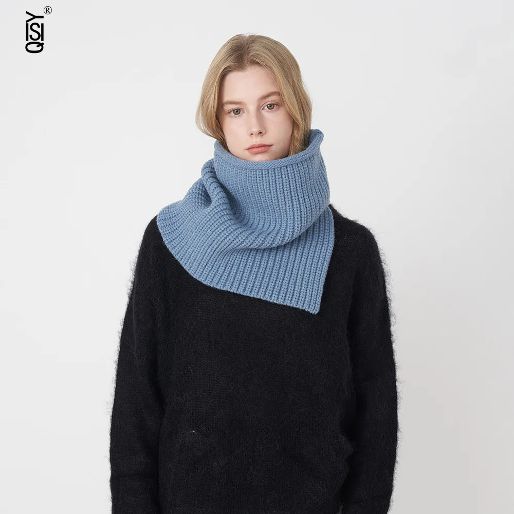 

Korean-style Outfit Atmosphere, Women's Winter Warm Knitted Scarf with A Pile-up Collar and Windproof Neck Protection