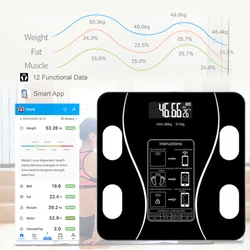 Báscula de IMC de grasa corporal inteligente, Analizador de composiciones de Fitness corporal, Bluetooth, peso electrónico, aplicación de teléfono inteligente, báscula de peso Digital