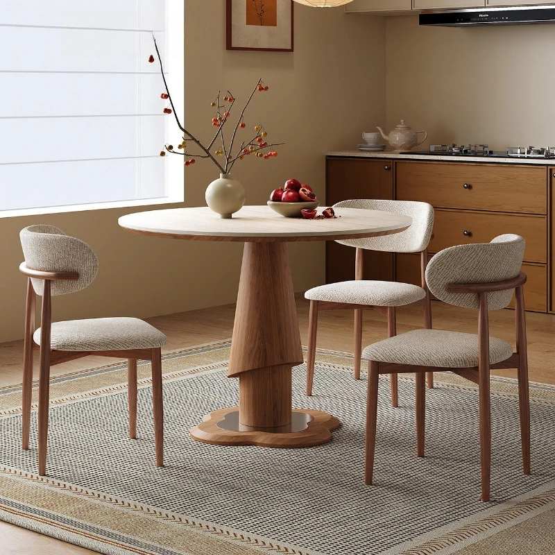 small round dining table light luxury high-end designer dining table elegant aesthetic mesa comedor redonda interior furniture
