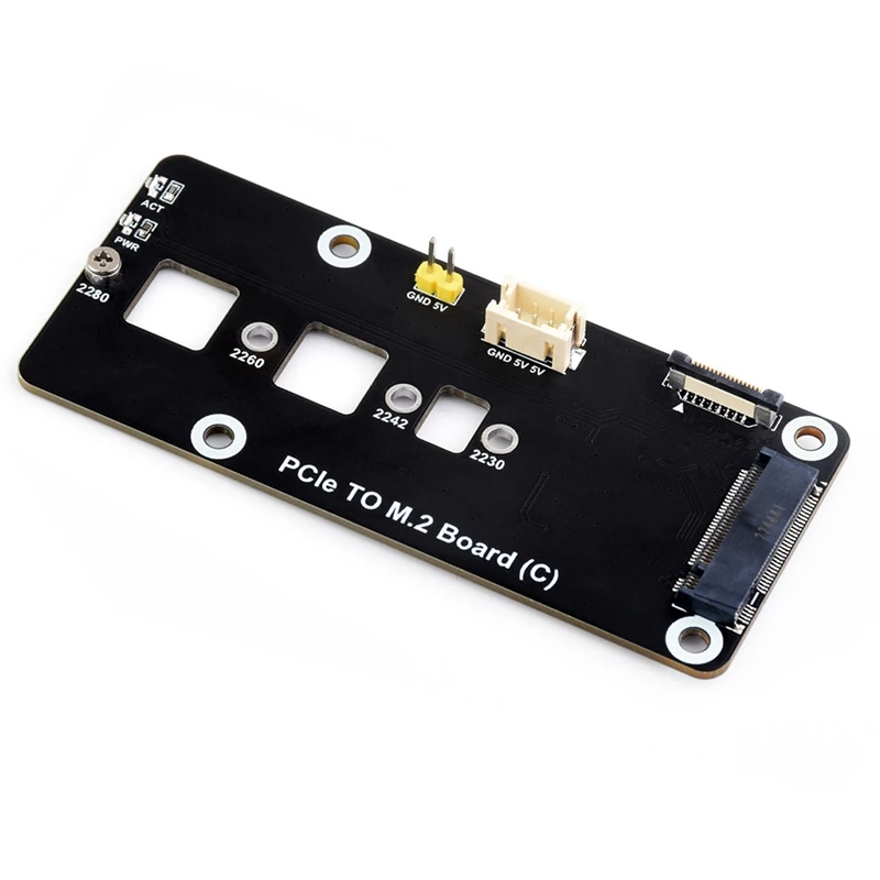 Placa adaptadora para Rpi 5 PCIE a M.2, placa de expansión SSD fácil de usar para Raspberry Pi 5 PCIE a M.2 Nvme 2230/2242/2260/2280