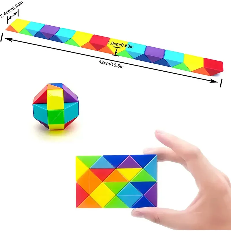 24 Colored Magic Cube Toys 3D Puzzle Fidget Transformable Cube Kid Education Toys Twist Transformable Kid Puzzl Gift